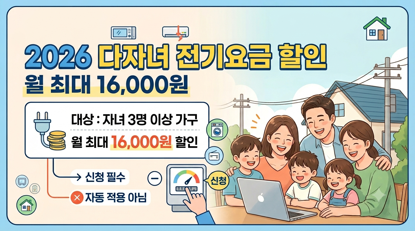 2026 다자녀 전기요금 할인 총정리