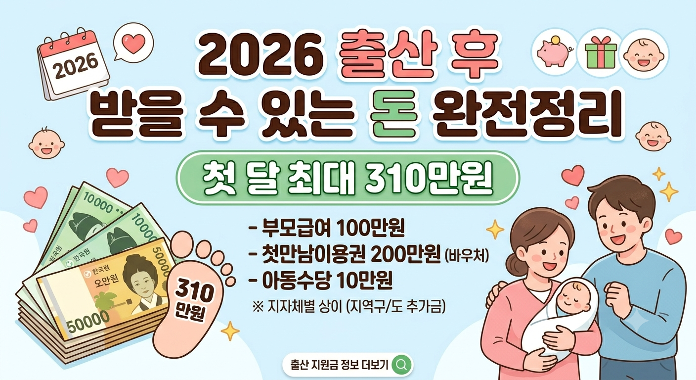 2026 출산 후 받을 수 있는 돈 총정리