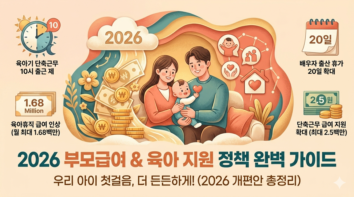 2026년 육아휴직급여 계산방법 총정리 | 통상임금별 실수령액·6+6 한눈에 Gemini_Generated_Image_tso78itso78itso7